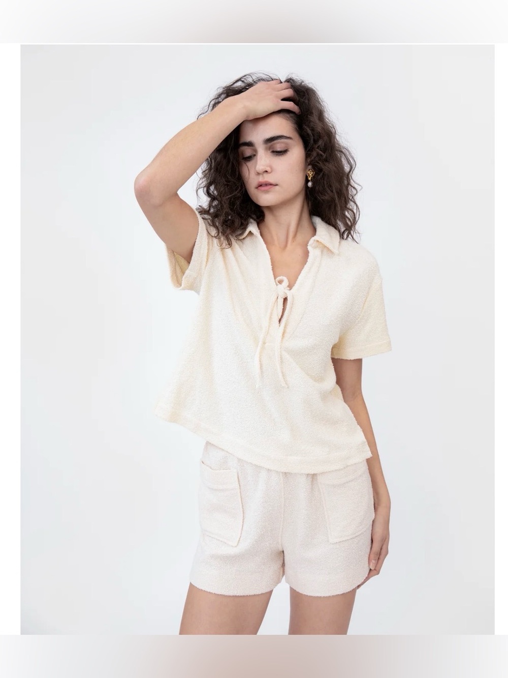 Tanya Taylor Darcy Top & Mare Shorts - Cream Terry